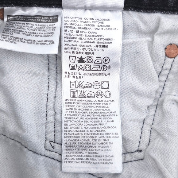 Levis Mens Jeans 501 Original 38x34 Black Straight Leg Stretch Denim Pants - Picture 7 of 12